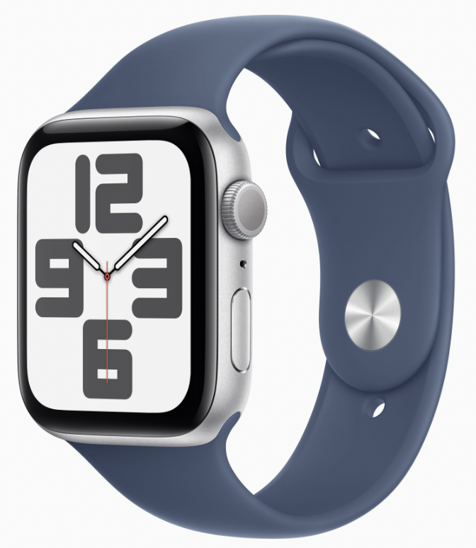 Apple Watch SE 2024 GPS 44mm Silver Aluminum Case with Sport Band Denim M L 160 210 mm MXER3 . 7 499 288 80 22