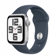 Apple Watch SE Gen 2 2023 GPS 40mm Silver Aluminum Case with Sport Band Storm Blue (S/M, 130–180 mm) MRE13